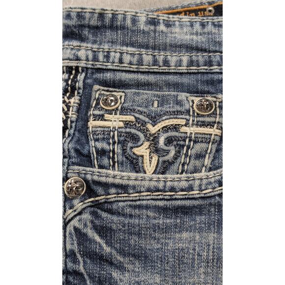 Rock Revival Ecton Slim Boot Denim Shorts Size 34 Distressed Cut-Off Jean Shorts - Picture 5 of 16